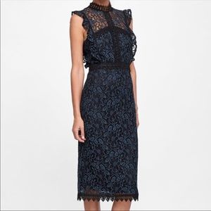 Stunning Zara black and blue lace dress